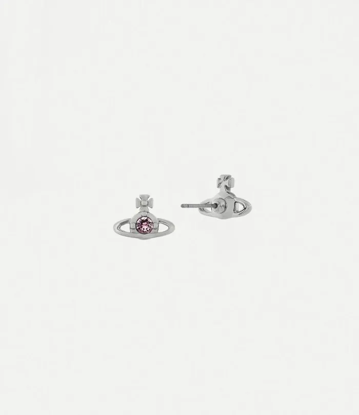 Earrings Women Vivienne Westwood Nano Solitaire Earrings In PlatinumIrisLightPurpleCrystal