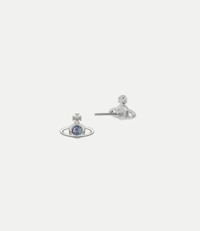 Earrings Women Vivienne Westwood Nano Solitaire Earrings In PlatinumVitrailLightCrystal