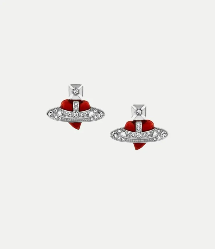 Earrings Women Vivienne Westwood New Diamante Heart Earrings In PlatinumCrystalCrystalIndianPinkEnamel Earrings Women Vivienne Westwood New Diamante Heart Earrings In PlatinumCrystalCrystalIndianPinkEnamel