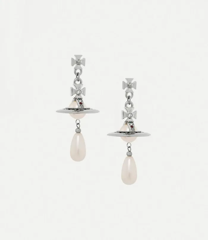 Earrings Women Vivienne Westwood Pearl Drop Earrings In PlatinumPearlMulti