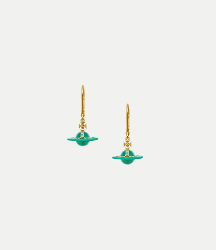 Earrings Women Vivienne Westwood Petite Original Orb Earrings In GoldGreenTransparentLightMintEnamelLight