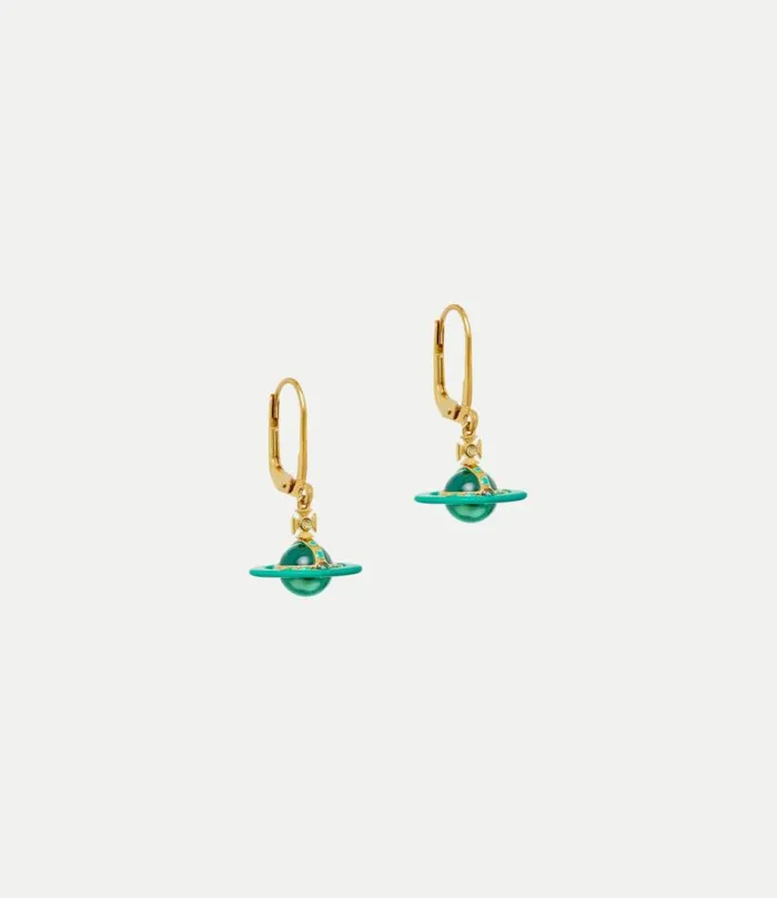 Earrings Women Vivienne Westwood Petite Original Orb Earrings In GoldGreenTransparentLightMintEnamelLight