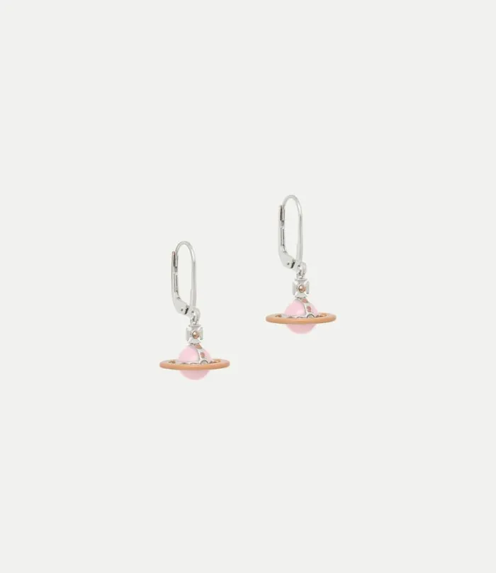 Earrings Women Vivienne Westwood Petite Original Orb Earrings In PlatinumMandarinEnamelMilkyFleshCzRoseGold