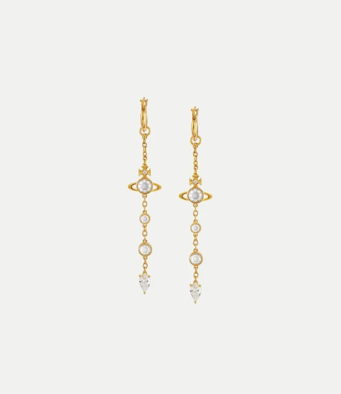 Earrings Women Vivienne Westwood Phaedra Long Earrings In GoldWhiteCz