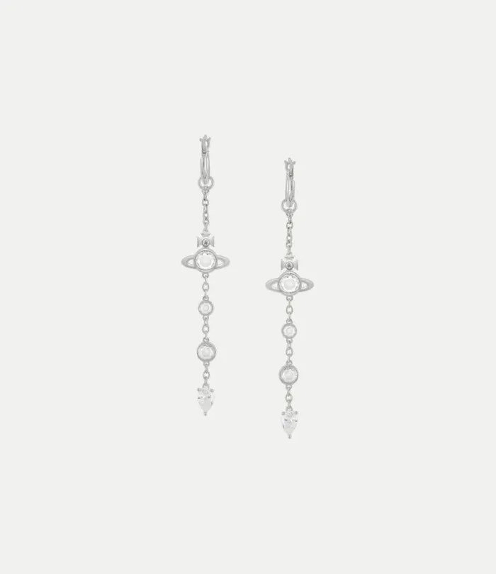 Earrings Women Vivienne Westwood Phaedra Long Earrings In PlatinumWhiteCz