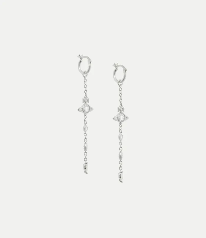 Earrings Women Vivienne Westwood Phaedra Long Earrings In PlatinumWhiteCz