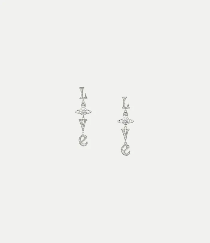 Earrings Women Vivienne Westwood Roderica Long Earrings In PlatinumWhiteCz