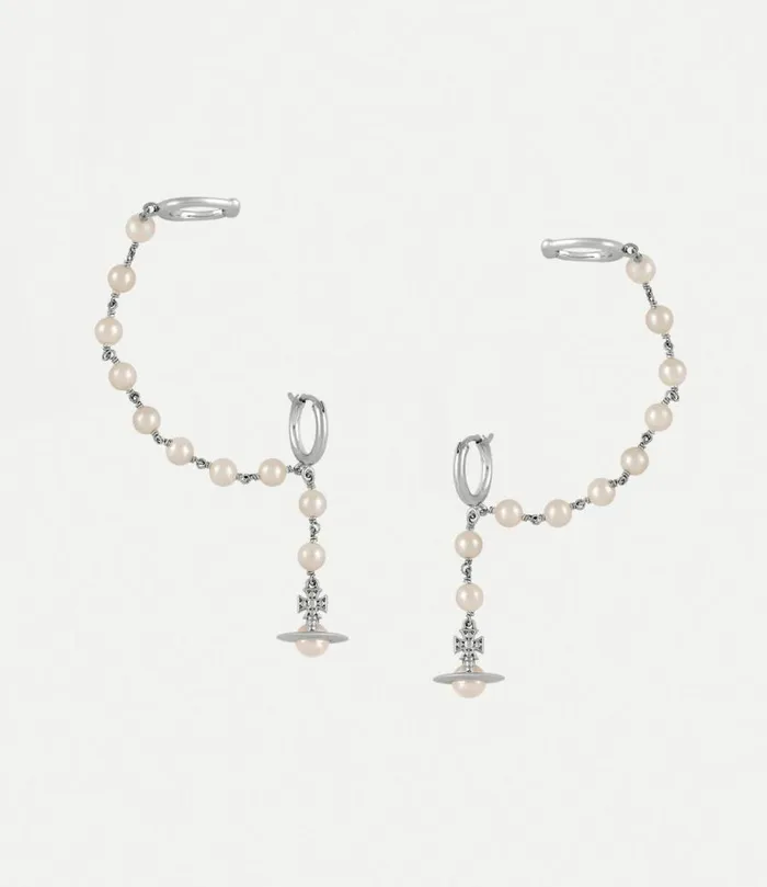 Earrings Women Vivienne Westwood Samara Earrings In PlatinumCreamrosePearl