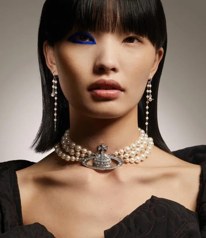 Earrings Women Vivienne Westwood Samara Earrings In PlatinumCreamrosePearl