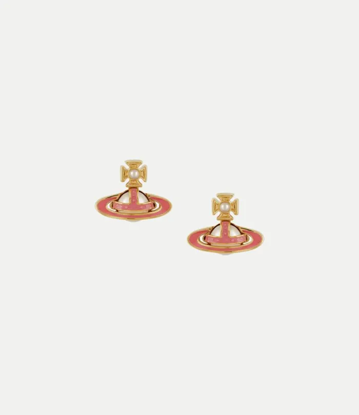 Earrings Women Vivienne Westwood Simonetta Bas Relief Earrings In GoldCreamrosePearlDarkPinkEnamel Earrings Women Vivienne Westwood Simonetta Bas Relief Earrings In GoldCreamrosePearlDarkPinkEnamel