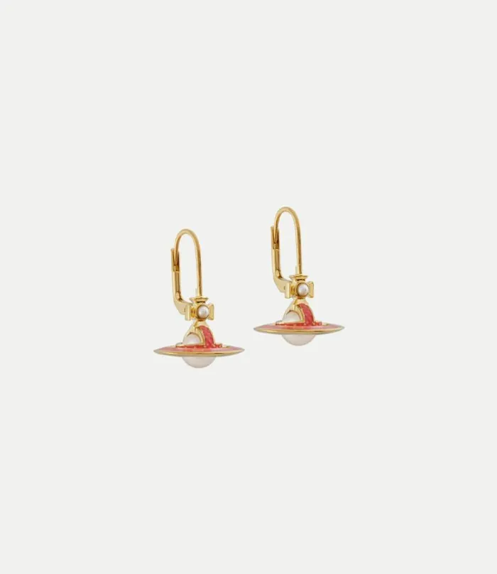Earrings Women Vivienne Westwood Simonetta Earrings In GoldCreamrosePearlDarkPinkEnamel