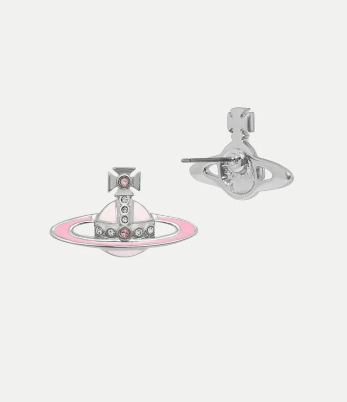 Earrings Women Vivienne Westwood Small Neo Bas Relief Earrings In PlatinumVintageRoseWhiteCrystal