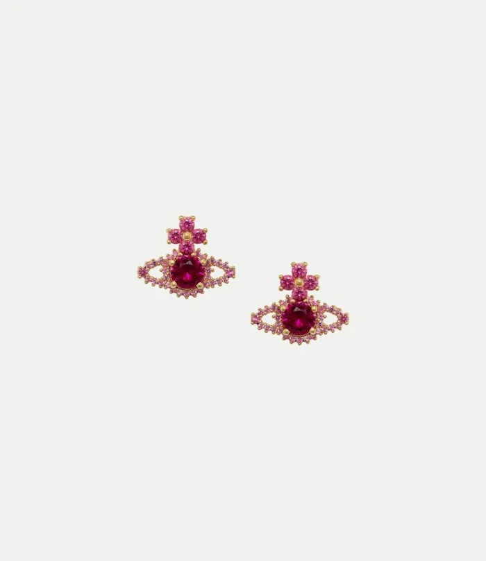 Earrings Women Vivienne Westwood Valentina Orb Earrings In GoldFuchsiaRubyCz