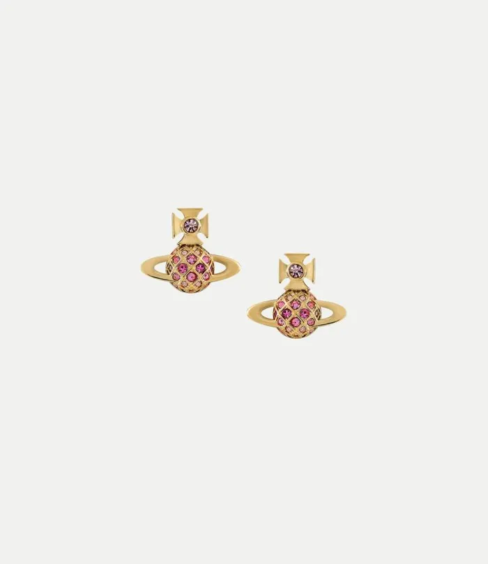 Earrings Women Vivienne Westwood Willa Bas Relief Earrings In GoldLightRoseRoseFuchsiaCrystal Earrings Women Vivienne Westwood Willa Bas Relief Earrings In GoldLightRoseRoseFuchsiaCrystal
