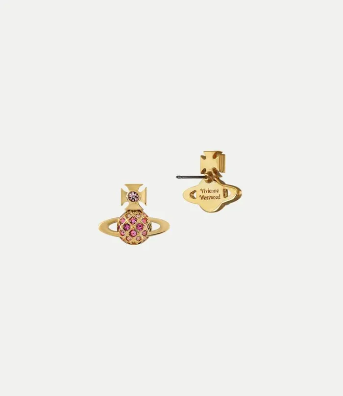 Earrings Women Vivienne Westwood Willa Bas Relief Earrings In GoldLightRoseRoseFuchsiaCrystal