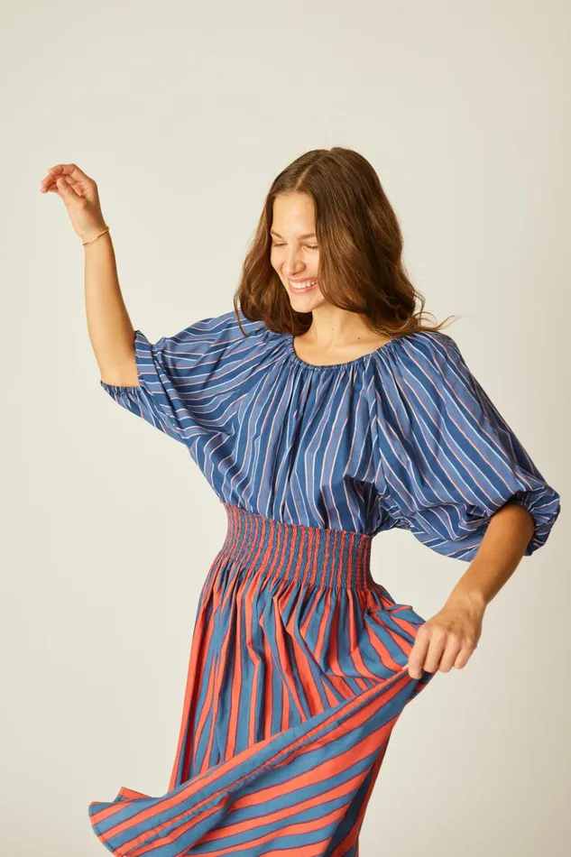 Ella Top Batik Stripe Lavender Women Natalie Martin Tops