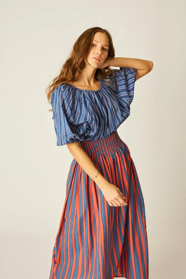 Ella Top Batik Stripe Lavender Women Natalie Martin Tops