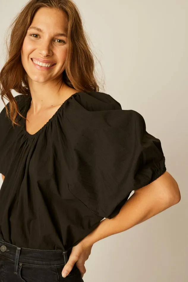Ella Top Black Flat Cotton Women Natalie Martin Tops