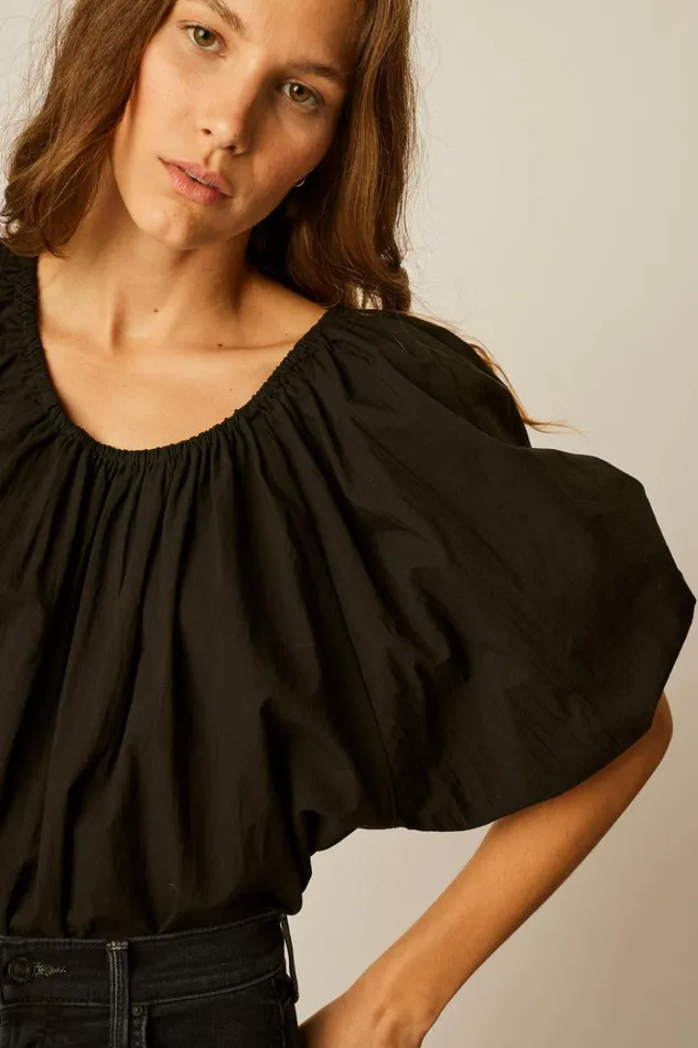 Ella Top Black Flat Cotton Women Natalie Martin Tops