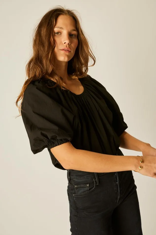 Ella Top Black Flat Cotton Women Natalie Martin Tops