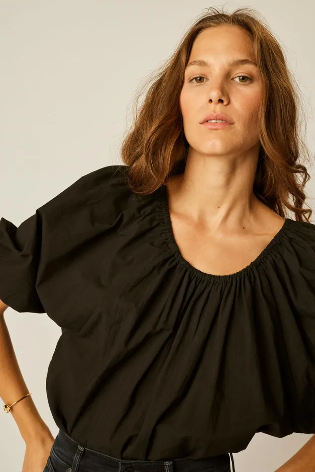 Ella Top Black Flat Cotton Women Natalie Martin Tops