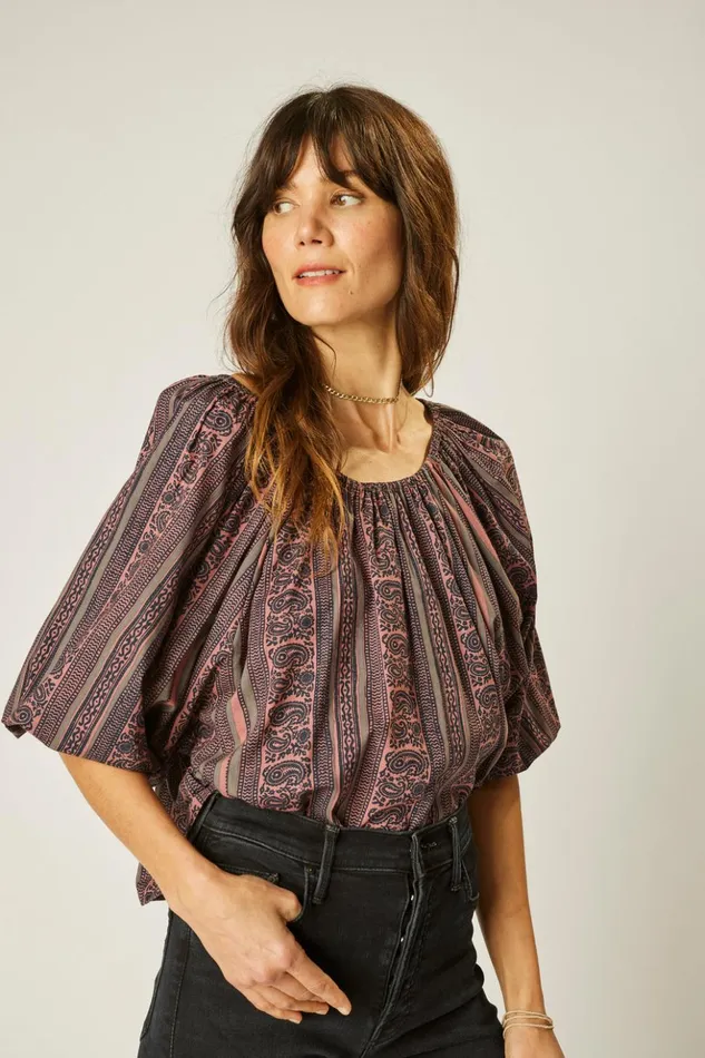 Ella Top Paisley Stripe Heather Women Natalie Martin Tops