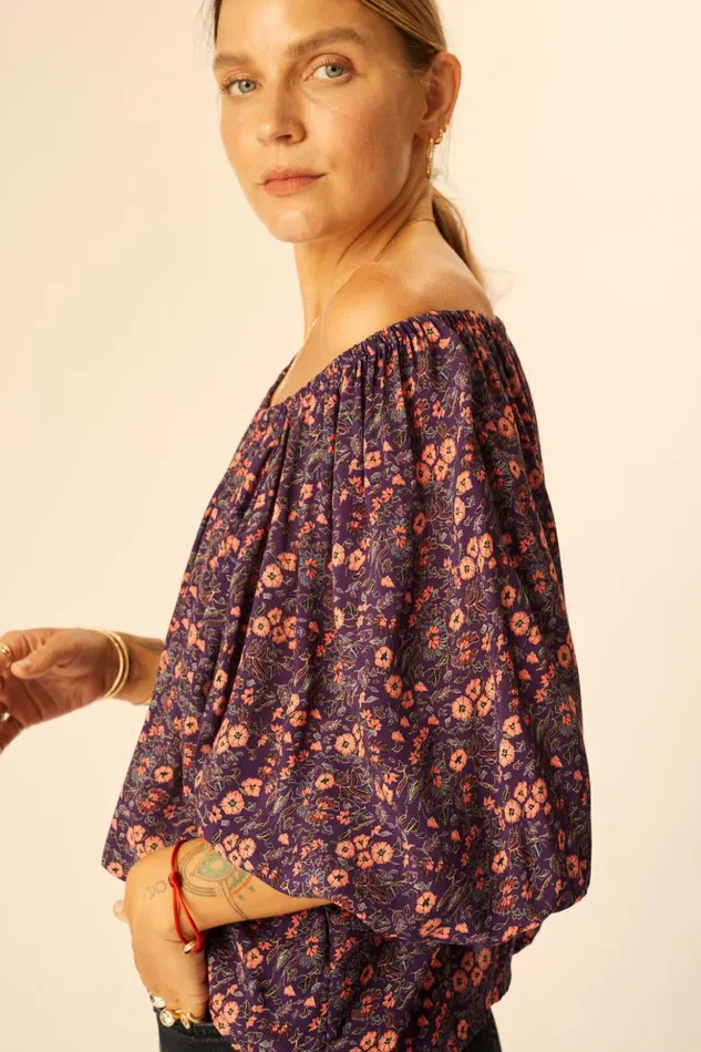 Ella Top Petite Fleur Aubergine Women Natalie Martin Tops