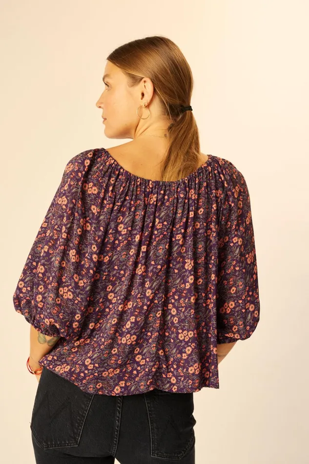 Ella Top Petite Fleur Aubergine Women Natalie Martin Tops