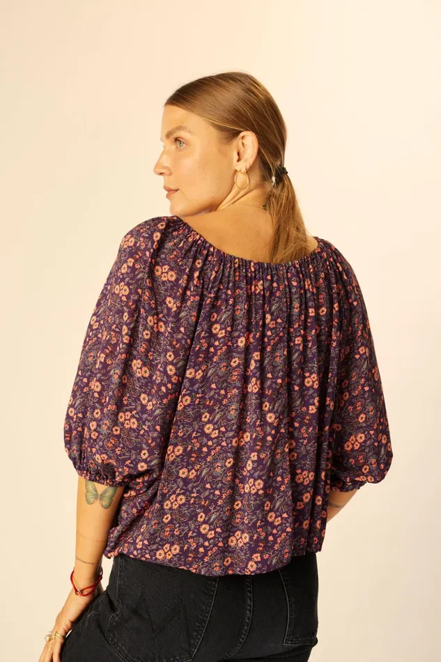 Ella Top Petite Fleur Aubergine Women Natalie Martin Tops