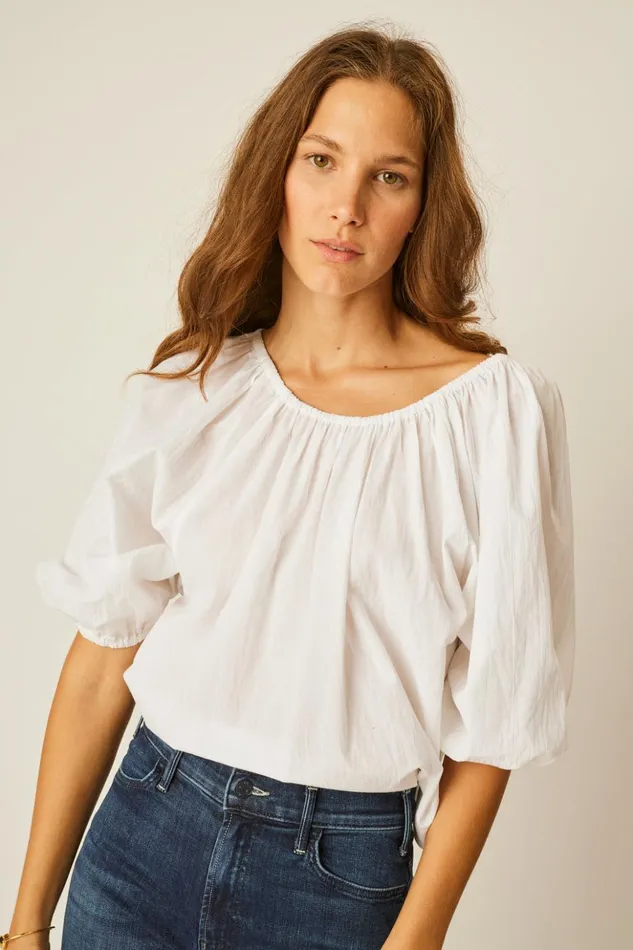 Ella Top White Flat Cotton Women Natalie Martin Tops