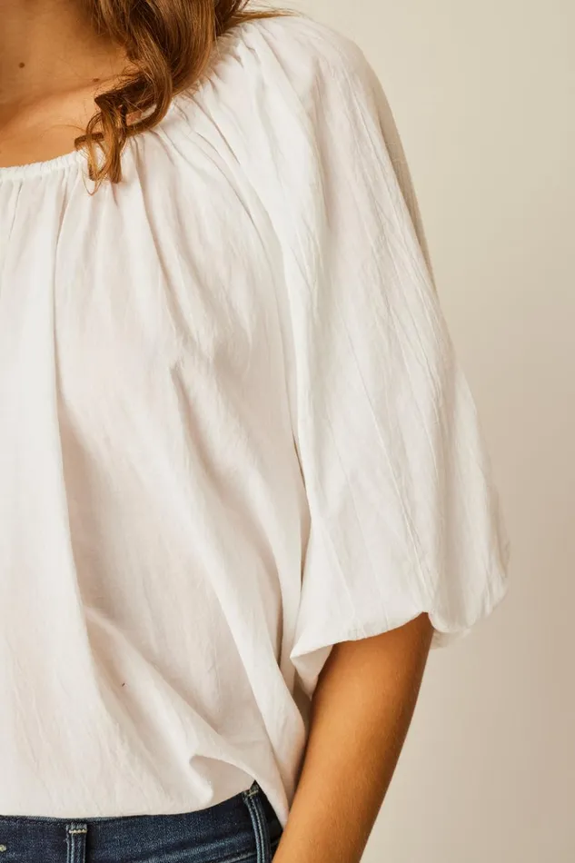 Ella Top White Flat Cotton Women Natalie Martin Tops