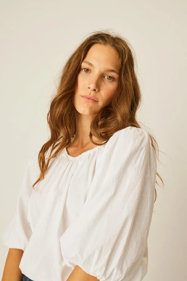 Ella Top White Flat Cotton Women Natalie Martin Tops