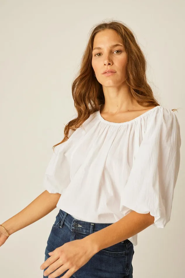Ella Top White Flat Cotton Women Natalie Martin Tops