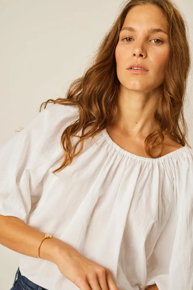 Ella Top White Flat Cotton Women Natalie Martin Tops