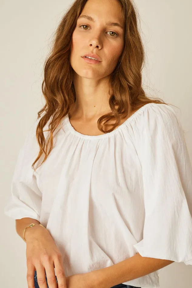 Ella Top White Flat Cotton Women Natalie Martin Tops