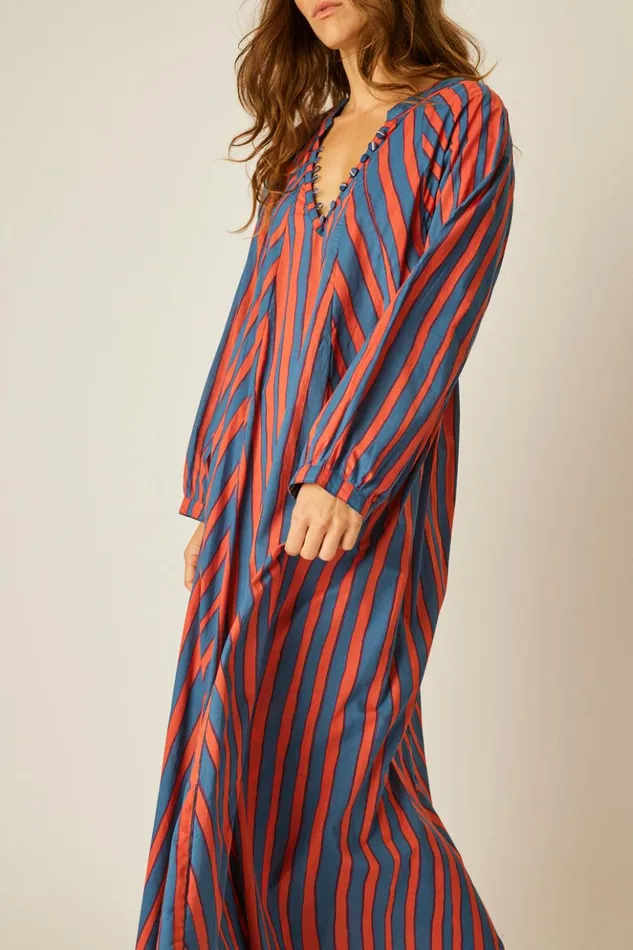 Fiore Maxi Batik Stripe Blood Orange Women Natalie Martin Dresses