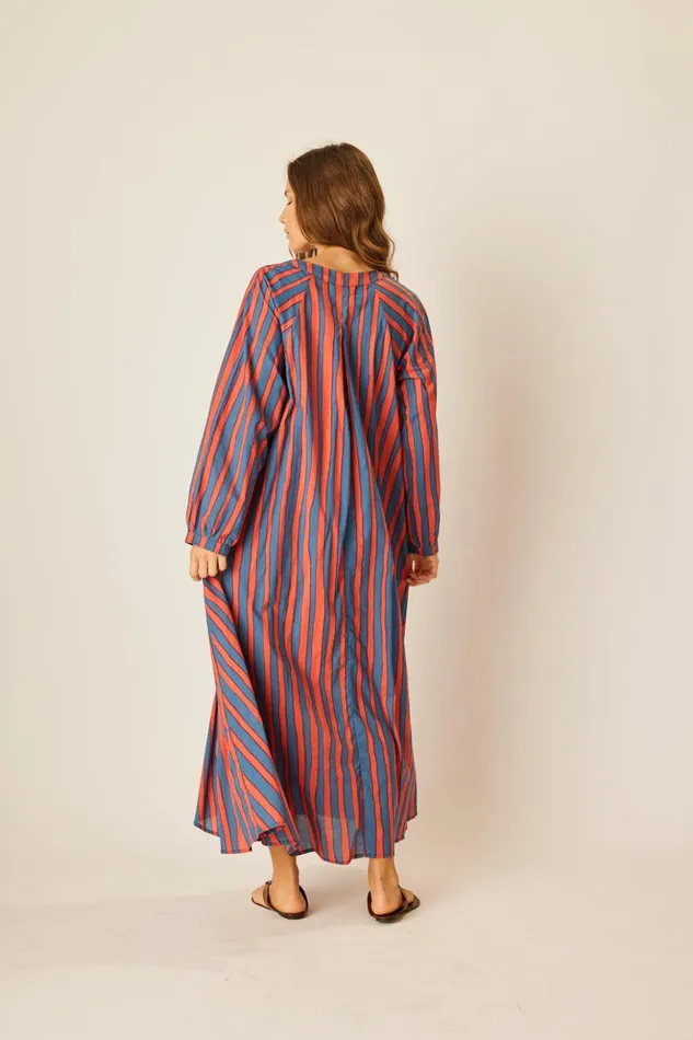 Fiore Maxi Batik Stripe Blood Orange Women Natalie Martin Dresses