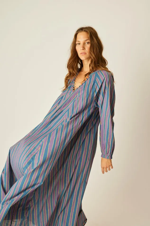 Fiore Maxi Batik Stripe Lavender Women Natalie Martin Dresses