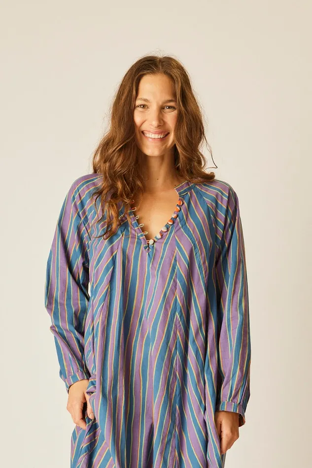 Fiore Maxi Batik Stripe Lavender Women Natalie Martin Dresses