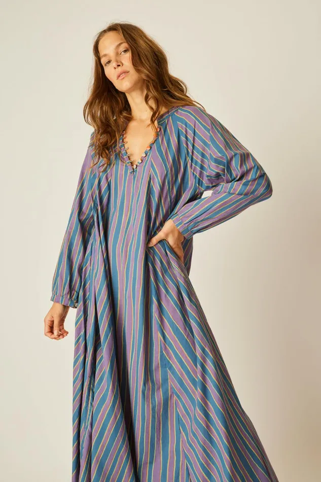 Fiore Maxi Batik Stripe Lavender Women Natalie Martin Dresses