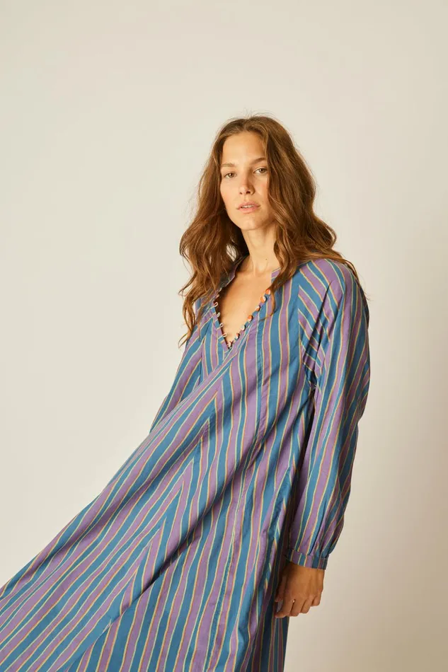 Fiore Maxi Batik Stripe Lavender Women Natalie Martin Dresses