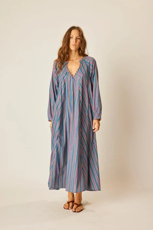 Fiore Maxi Batik Stripe Lavender Women Natalie Martin Dresses