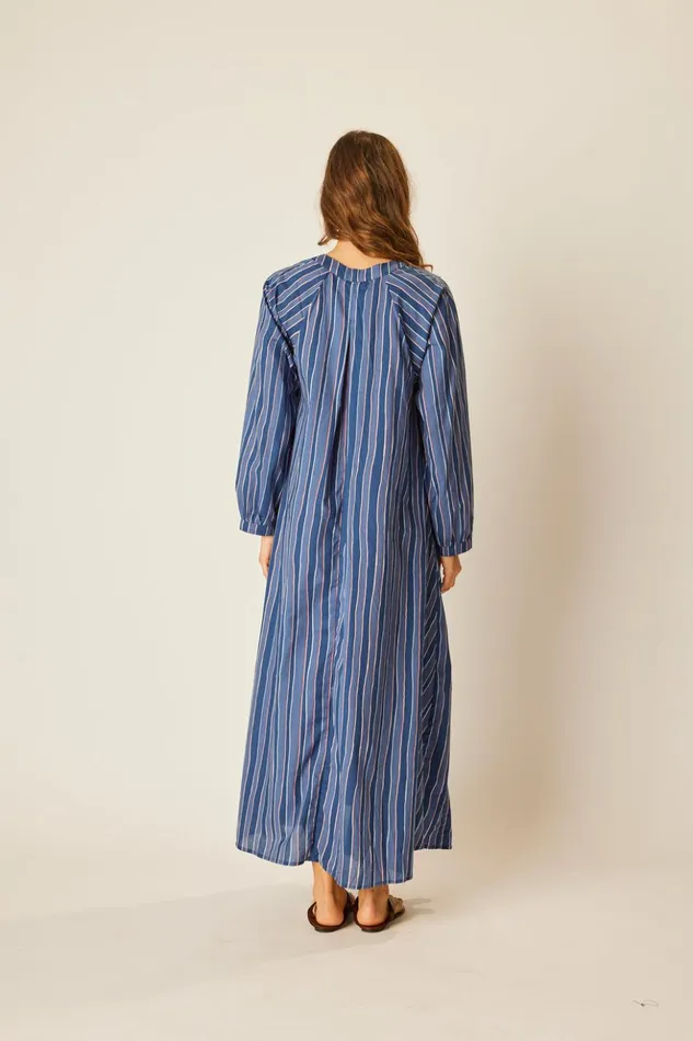 Fiore Maxi Batik Stripe Navy Women Natalie Martin Dresses