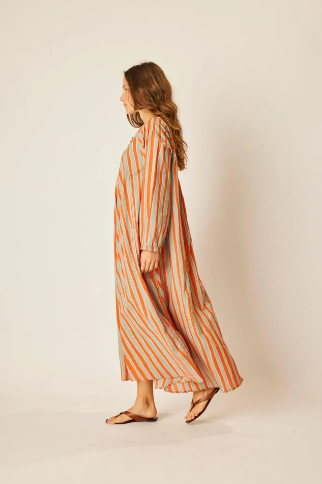 Fiore Maxi Batik Stripe Sage Women Natalie Martin Dresses