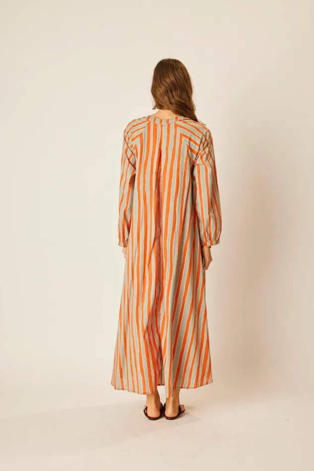Fiore Maxi Batik Stripe Sage Women Natalie Martin Dresses
