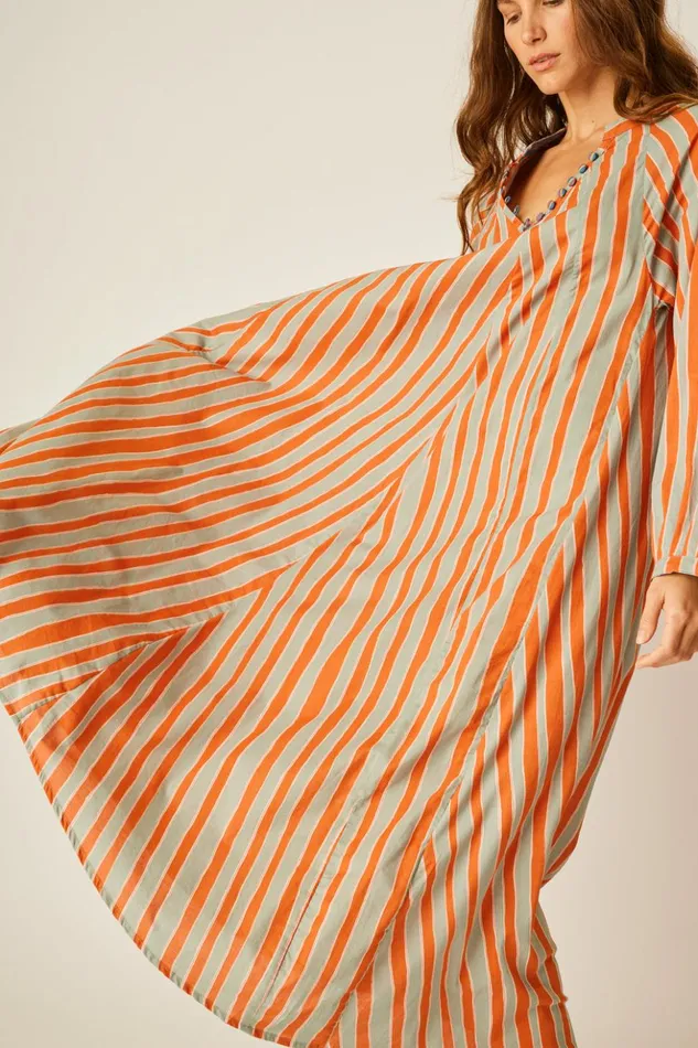 Fiore Maxi Batik Stripe Sage Women Natalie Martin Dresses