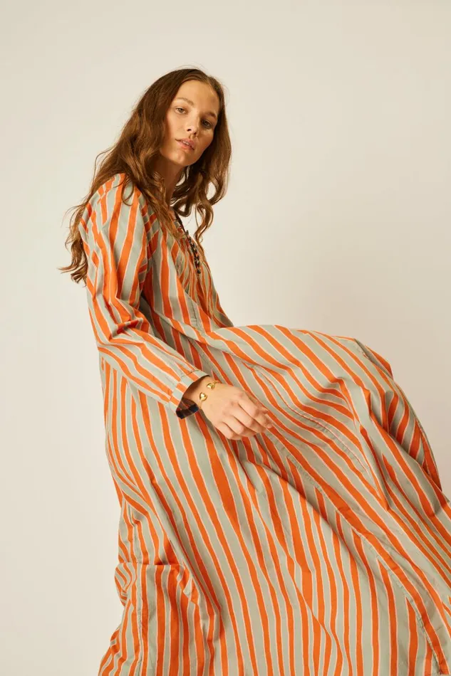 Fiore Maxi Batik Stripe Sage Women Natalie Martin Dresses