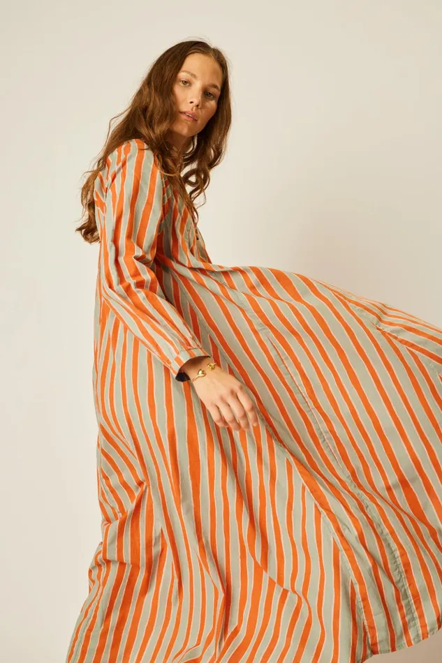 Fiore Maxi Batik Stripe Sage Women Natalie Martin Dresses