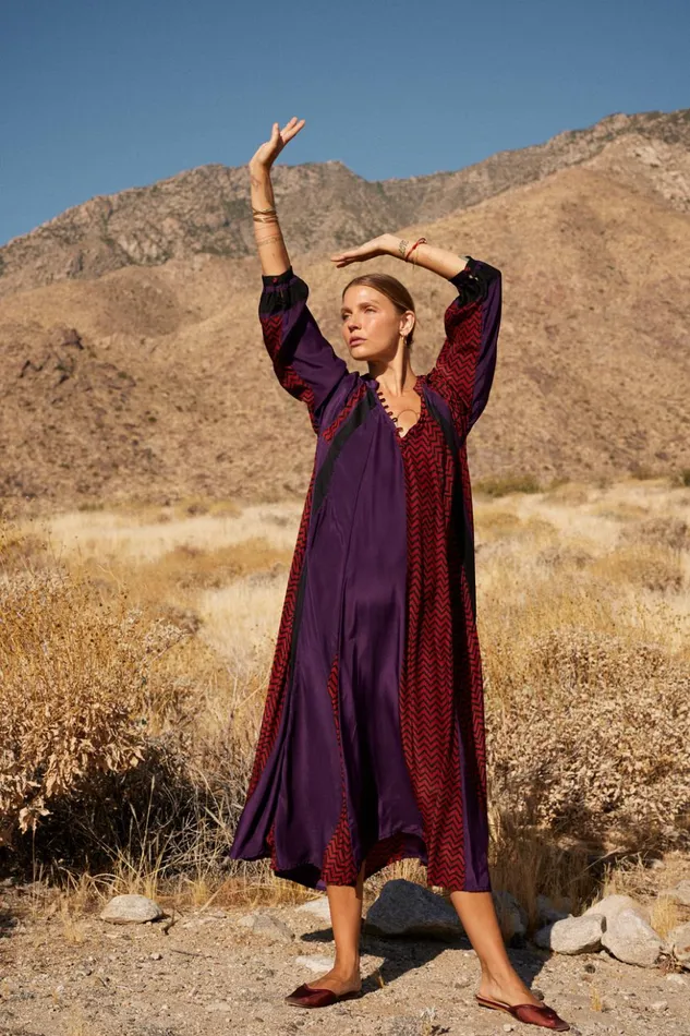 Fiore Maxi Block Zigzag Aubergine Women Natalie Martin Dresses