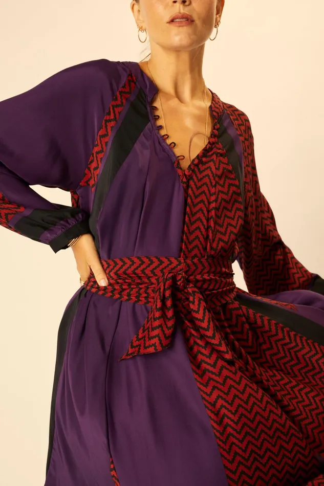 Fiore Maxi Block Zigzag Aubergine Women Natalie Martin Dresses